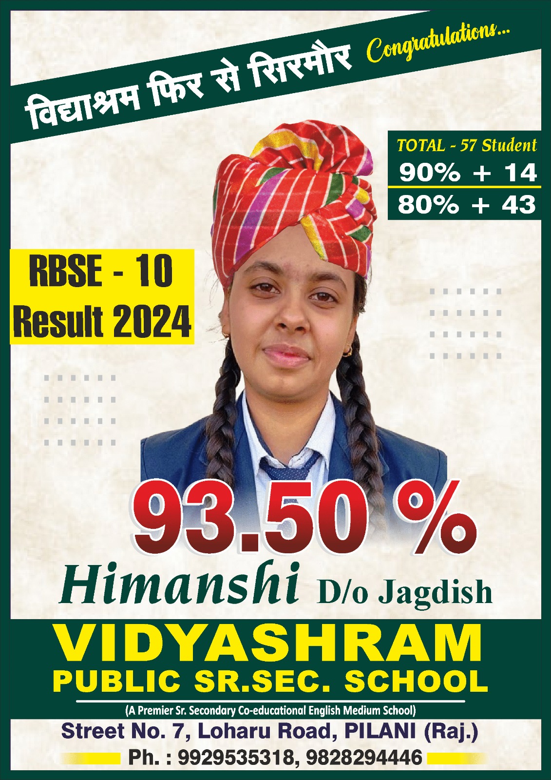 High Scoring Students at Vidyashram Public Sr. Sec. School